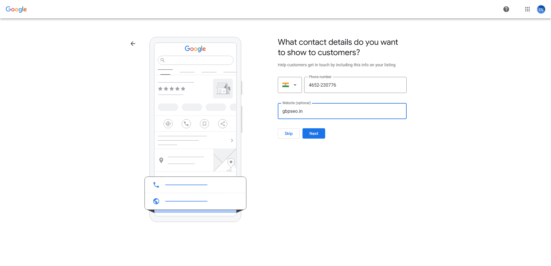 GBP - Add Phone Number
