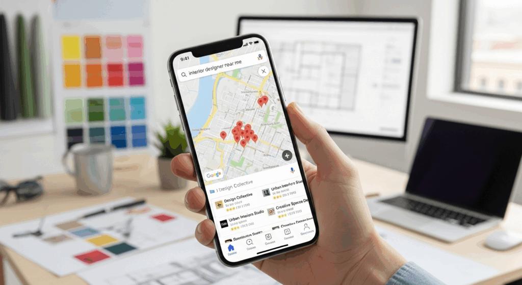GBP SEO optimization service for interior designers updating Google Business Profile.