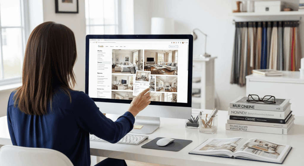 GBP service helping interior designers build trust with reviews and client engagement.