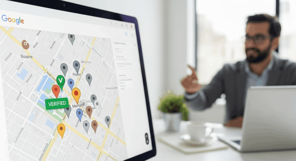 Google Maps interface showing verified and outdated business pins representing Google’s effort to maintain accurate listings.