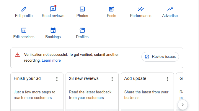 GBP Profile verification
