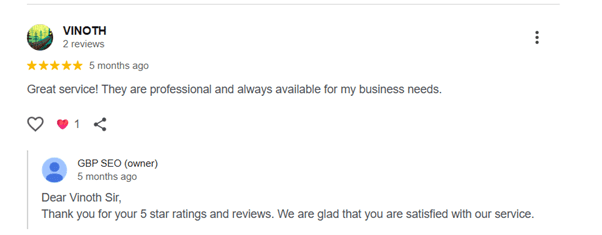 Customer review for ROBOTIC MASSAGE Google Business Profile setup support