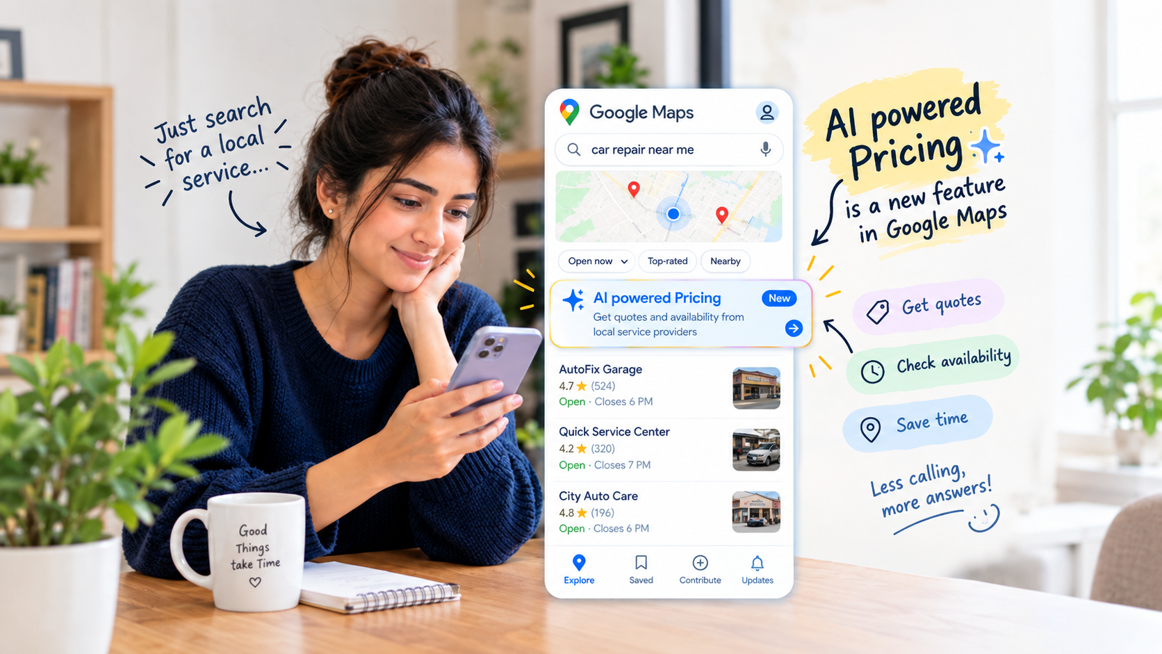 Google Maps AI pricing feature helping local businesses connect with customers searching for services nearby