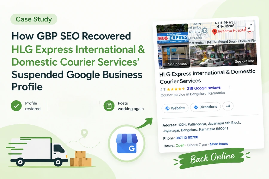 GBP SEO recovers HLG Express International & Domestic Courier Services' suspended Google Business Profile.