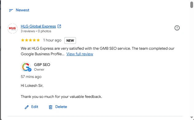 Client Feedback about our GBPSEO team