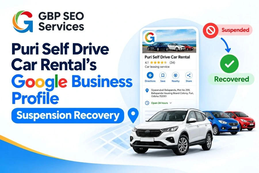 Puri Self Drive Car Rental Google Business Profile suspension recovery.
